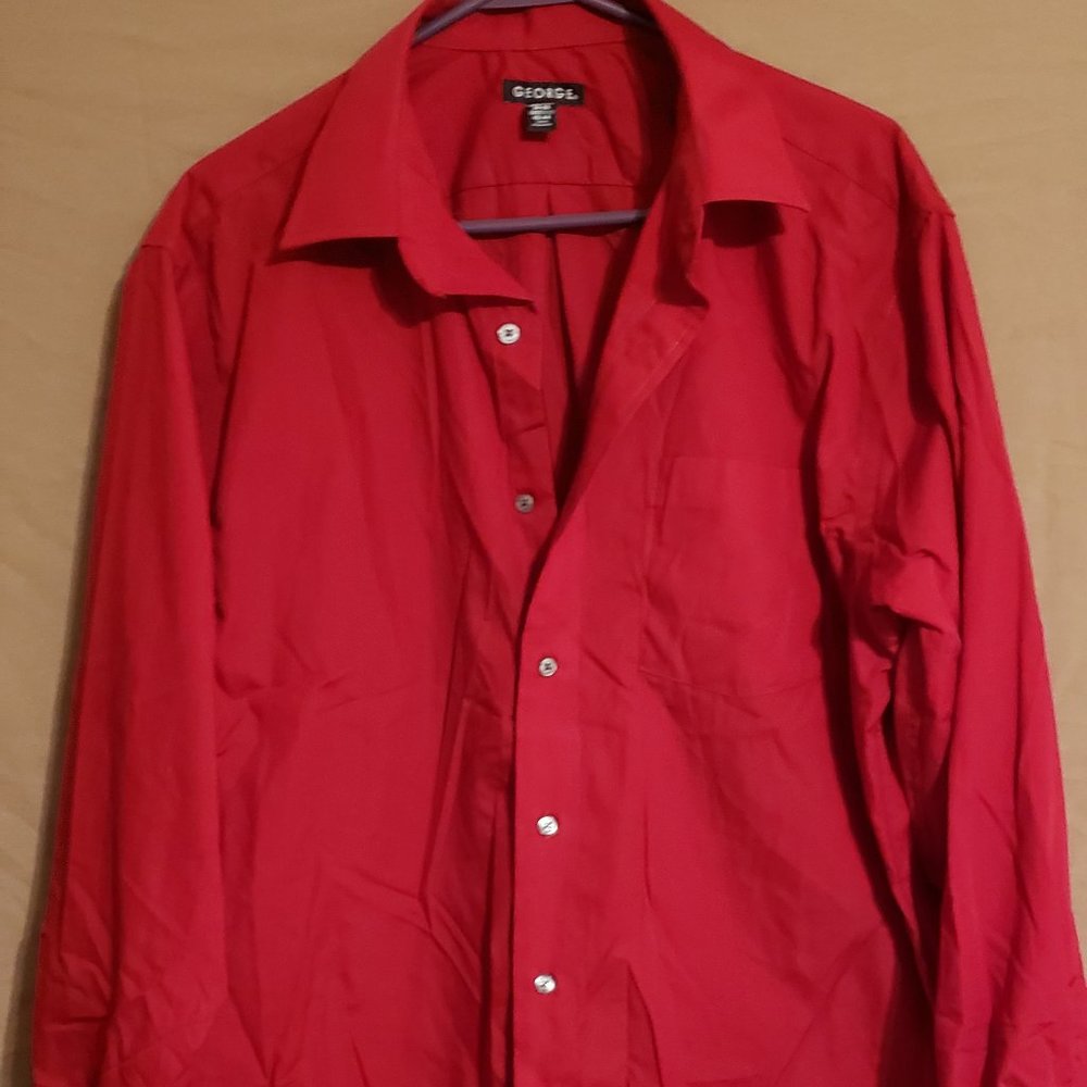 George, Red, Size Large Neck 16-16 1/2 - Sleeve 34-35 - Chest 42-44 shirt